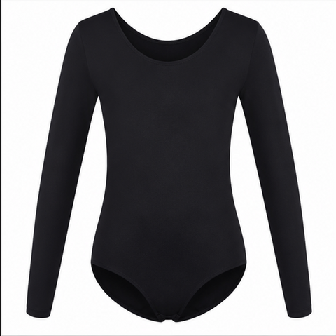 Moret Kids Girls' Ballet and Dance 3/4 Sleeve Leotard - Classic Cotton Stretch Studio Practice Outfit for Gymnastics Recitals Winter and Performance, Black, Small