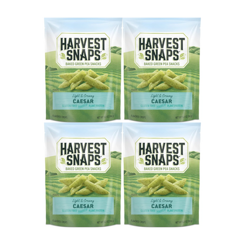 Snack Pack Harvest Snaps Veggie Chips Caesar Flavor – 4-Pack, Gluten-Free, Baked Pea Crisps, Healthy and Tasty Snacks for Kids and Adults, Great for On-the-Go, Lunchboxes, and Sharing