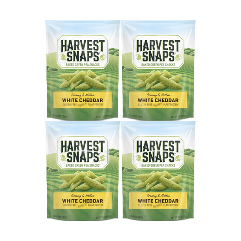 Snack Pack Harvest Snaps Veggie Chips White Cheddar Flavor – Gluten-Free, Plant-Based Protein Snack – 4 Pack for Lunches, On-the-Go, or Anytime Snacking – Crunchy and Flavorful Veggie Chips