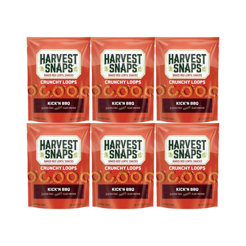 Snaps Veggie Chips Crunchy Loops Kick'n BBQ Flavor, Gluten-Free, Protein-Packed, Healthy Snack Option, Family Pack, 6 Pack, Plant-Based and Nutritious, Perfect for On-the-Go Snacking