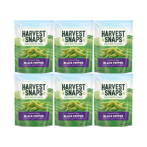 Snaps Veggie Chips Black Pepper 6-Pack - Crunchy & Delicious Plant-Based Snack, Gluten-Free & Protein-Rich, Perfect for Healthy Snacking Anytime, Great for Lunches, Work, or On-the-Go