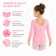 Moret Kids Girls' Ballet and Dance 3-Pack 3/4 Sleeve Leotard - Classic Cotton Stretch Studio Practice Outfit for Gymnastics Recitals Winter and Performance, Pink, Large
