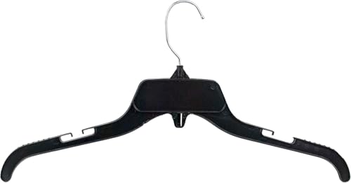 Sales4Less 479 Black Plastic Clothes Hangers 19" - Heavy Duty Recycled Hangers for Shirts, Dresses, Tops - Space Saving Closet Organizer with Rotating Chrome Hook & Strap Notches (Pack of 30)