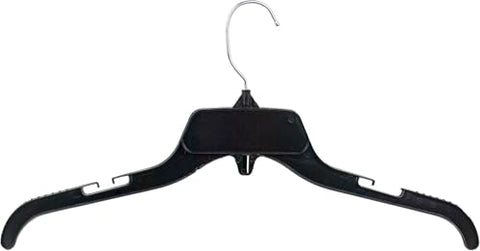 Sales4Less 479 Black Plastic Clothes Hangers 19" - Heavy Duty Recycled Hangers for Shirts, Dresses, Tops - Space Saving Closet Organizer with Rotating Chrome Hook & Strap Notches (Pack of 30)