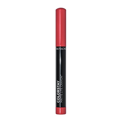 REVLON ColorStay Matte Lite Crayon Lipstick with Built-in Sharpener, Smudge-proof, Water-Resistant Non-Drying Lipcolor, 008 She's Fly, 0.049 oz