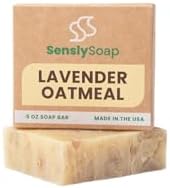 Lavender Oatmeal Scented Bar Soap - Rolled Oats & Goat Milk - USA Made with Lavender Essential Oil & Sustainable Ingredients - Handmade, Moisturizing, Great for All Skin Types - Cruelty Free - 5 oz