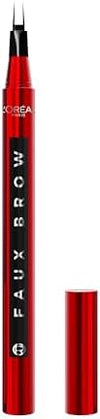 L'Oreal Paris Faux Brow, Hair-Like, Filling Eyebrow Pen with Double-Brush Tip, Fast & Precise Eyebrow Makeup, Soft Black, 0.04 Fl Oz - Personal Care
