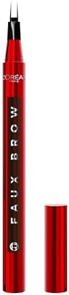 L'Oreal Paris Faux Brow, Hair-Like, Filling Eyebrow Pen with Double-Brush Tip, Fast & Precise Eyebrow Makeup, Dark Brunette, 0.04 Fl Oz - Personal Care