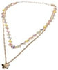 Charming Charlie 2-Layered Gold Necklace with Multicolor Heart-Shaped Four Petal Flower Ch - Image 3