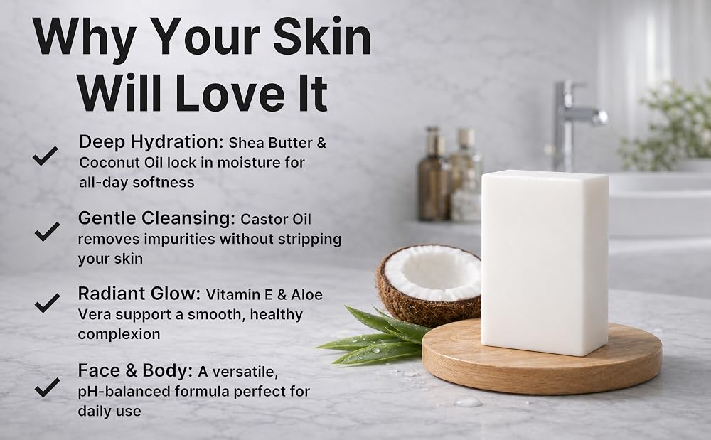 Hyaluronic Acid & Shea Butter Serum Complex Soap Bar - Deep Hydration & Anti-Aging Face & Body Cleanser with Ceramides, Aloe Vera & Jojoba Oil - Natural Korean Cold-Pressed Formula