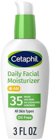 Cetaphil Daily Oil-Free Facial Moisturizer with Sunscreen, SPF 35, Fragrance Free, 3 fl oz (88 ml)