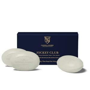 Caswell Massey Men’s Bar Soap Gift Set – Jockey Club Scent – Triple-Milled Moisturizing Body Soap Bars for All Skin Types, Plant-Based Formula with Essential Oils, Made in USA, 3 x 5.8 oz