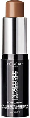L'Oreal Paris Makeup Infallible Longwear Shaping Stick Foundation, 411 Chestnut, 1 Tube, 0.32 Ounce - Personal Care