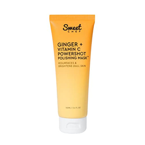Sweet Chef Ginger + Vitamin C Powershot Polishing Mask - Brightening Face Mask for Dark Spots & Uneven Skin Tone + Maca, Rice Powders & AHA Face Exfoliant & Resurfacing Formula (3.4oz)