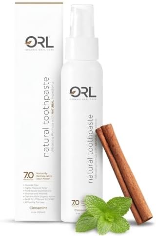 ORL Non-Nano Hydroxyapatite Toothpaste, Fluoride-Free, with Organic Xylitol. Helps Strengthen Teeth, Prevent Cavities, Non-Toxic Ingredients. Natural Cinnamint Flavor 4 oz. Made in USA