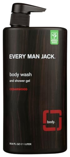 Every Man Jack Men's Body Wash - | 33-ounce Twin Pack - 2 Bottles Included | Naturally Derived, Parabens-free, Pthalate-free, Dye-free, and Certified Cruelty Free (Cedarwood)