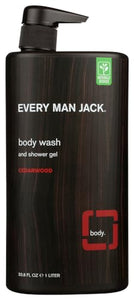 Every Man Jack Men's Body Wash - | 33-ounce Twin Pack - 2 Bottles Included | Naturally Derived, Parabens-free, Pthalate-free, Dye-free, and Certified Cruelty Free (Cedarwood)