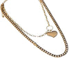 Charming Charlie 2 Layered Curb Chain Heart Pendant Gold Necklace For Women; Elegant Stack - Image 3