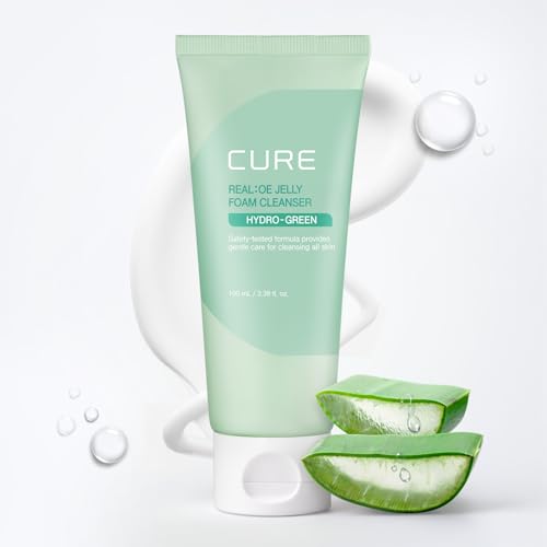 Cure Aloe Vera Foam Cleanser – Hydrating Gentle Korean Face Wash with Aloe & Centella for Sensitive Skin, Pore Care & Deep Cleansing, 3.38 fl oz - Personal Care