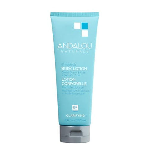 Andalou Naturals Body Lotion, Clarifying Grapefruit Skin Care, Lightweight, Gentle Exfoliating & Moisturizing Lotion with Salicylic Acid & Tea Tree for Skin Prone to Back Acne & Blemishes, 8 fl oz