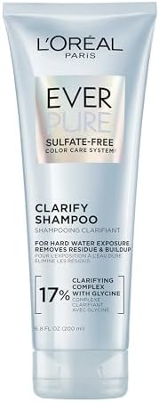 L'Oreal Paris Clarify Sulfate Free Shampoo with Antioxidants, Clarifying Shampoo for Hard Water Exposure and Styling Build-up, EverPure, 6.8 Fl Oz - Personal Care
