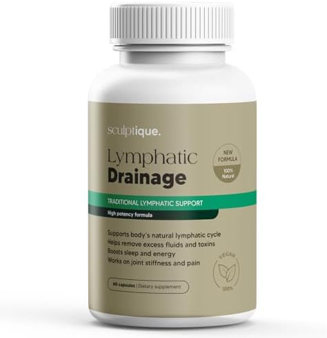 Sculptique Lymphatic Drainage Supplement – Lymphatic Drainage Capsules with Dandelion, Burdock, Cleavers & Echinacea, Supports Bloating, Fluid Balance & Daily Lymphatic Wellness – 60 Capsules