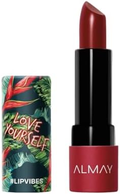 Almay Lip Vibes Lipstick with Vitamin E Oil & Shea Butter, Matte Cream Finish, Hypoallergenic, Love Yourself, 0.14 Oz