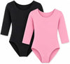 Moret Kids Girls Ballet Dance 2-Pack 3/4 Sleeve Leotard Set, Black and Pink Classic Scoop  - Image 4