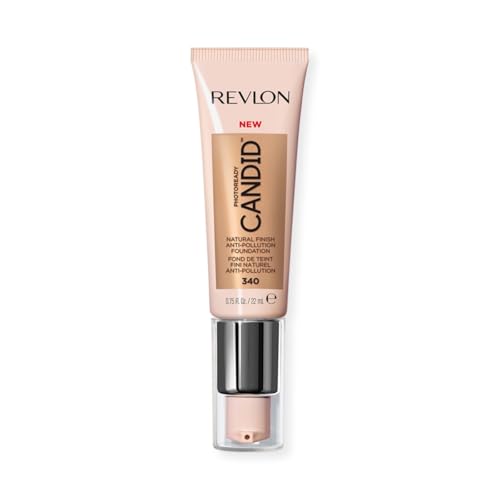 Revlon PhotoReady Candid Natural Finish Foundation, with Anti-Pollution, Antioxidant, Anti-Blue Light Ingredients, 340 True Beige, 0.75 fl. oz. - Personal Care