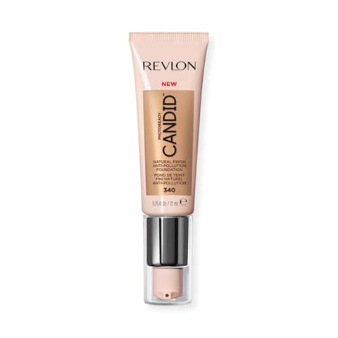 Revlon PhotoReady Candid Natural Finish Foundation, with Anti-Pollution, Antioxidant, Anti-Blue Light Ingredients, 340 True Beige, 0.75 fl. oz. - Personal Care