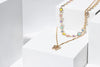 Charming Charlie 2-Layered Gold Necklace with Multicolor Heart-Shaped Four Petal Flower Ch - Image 4