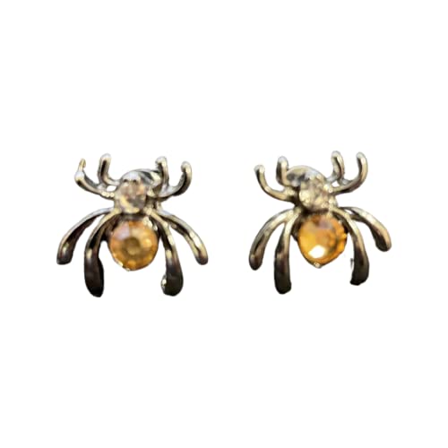 New Silver Halloween Big Top Deals Black Widow Spider Stud Earrings Cubic Zirconia Yellow Sapphire Set Masquerade Costume Carnival