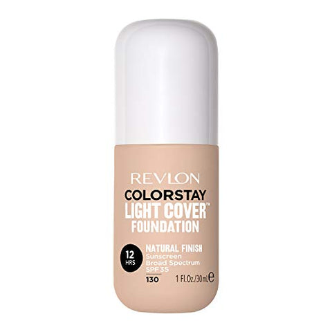 Revlon ColorStay Light Cover Liquid Foundation, Hydrating Longwear Weightless Makeup with SPF 35, Light-Medium Coverage for Blemish, Dark Spots & Uneven Skin Texture, 130 Porcelain, 1 fl. oz.