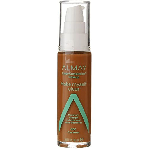 Almay Clear Complexion Make Myself Clear Foundation Makeup, Caramel 800, 1 fl oz - Personal Care