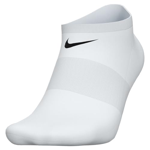 Nike Everyday Cushion No Show Socks, Unisex Nike Socks, White/Black, L (Pack of 6 Pairs of Socks)