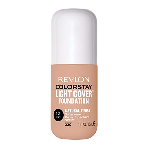 Revlon ColorStay Light Cover Liquid Foundation, Hydrating Longwear Weightless Makeup with SPF 35, Light-Medium Coverage for Blemish, Dark Spots & Uneven Skin Texture, 220 Natural Beige, 1 fl. oz.