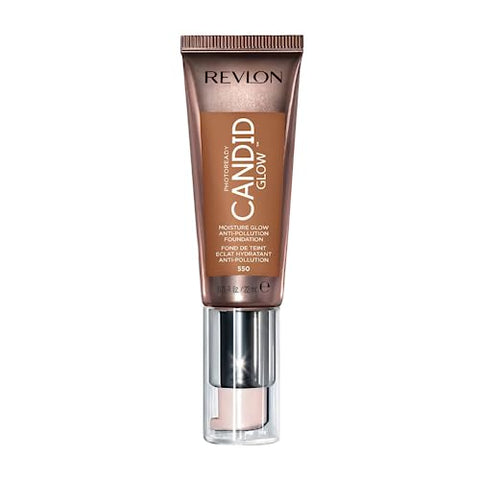 Revlon PhotoReady Candid Glow Moisture Glow Anti-Pollution Foundation with Vitamin E and Prickly Pear Oil, Anti-Blue Light Ingredients, without Parabens, Pthalates, and Fragrances, Mocha, 0.75 oz