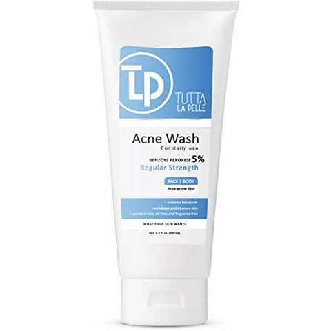 Benzoyl Peroxide 5% Wash Acne Treatment Face Wash & Body Wash -Butt & Back Acne Treatment 6.7 oz - Personal Care