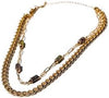 Charming Charlie 2-Layered Gold-Plated Necklace - Chain Link with Green and Purple Charms  - Image 3