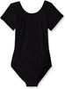 Jacques Moret Big Girls' Dance Short Sleeve Basic Leotard, Black Nylon, Large - Image 3