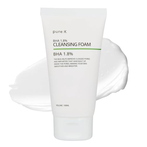 Pure K BHA 1.8% Cleansing Foam, Korean Skincare, (3.38 fl oz) - Personal Care