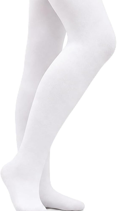 Moret Kids Girls' Ballet and Dance 2-Pack Single Pack Footed Tights - Ultra Soft Stretchy Opaque Nylon Spandex Tights for Gymnastics Recital and Studio, White, X-Small