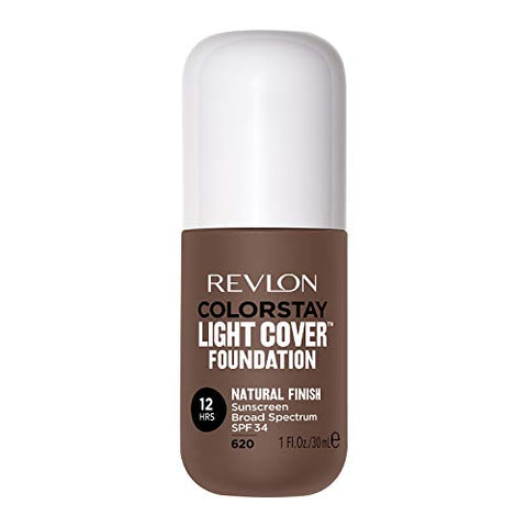Revlon ColorStay Light Cover Liquid Foundation, Hydrating Longwear Weightless Makeup with SPF 35, Light-Medium Coverage for Blemish, Dark Spots & Uneven Skin Texture, 620 Java, 1 fl. oz.