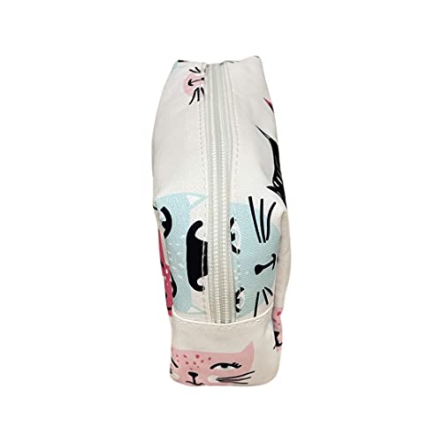 NEW CHATEAU INTERNATIONAL SOFT MULTI COLOR CAT PRINT COSMETIC MAKE UP SHAVING KIT ZIPPER CLOSE NWT BAG