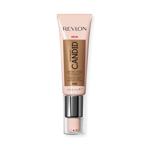 Revlon PhotoReady Candid Natural Finish Foundation, with Anti-Pollution, Antioxidant, Anti-Blue Light Ingredients, 530 Pecan, 0.75 fl. oz. - Personal Care