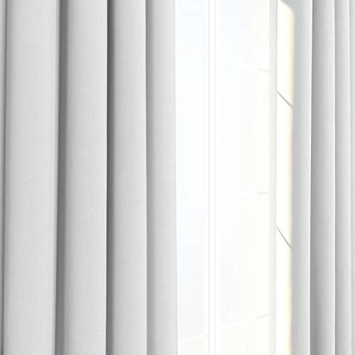 Alanzo Alarcon Blackout Curtains and Drapes Panel in Carson Canvas (50x96 Ring Top with Blackout, WHITE)