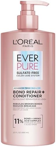 L'Oreal Paris Sulfate Free Bond Repair+ Conditioner, Hair Conditioner with Bond + Amino Acid Complex, Strengthens and Repairs Damaged or Color Treated Hair, EverPure, 23 Fl Oz (Packaging May Vary)