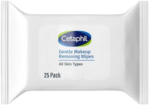Cetaphil Gentle Makeup Remover Face Wipes, Fragrance Free, 25 Count