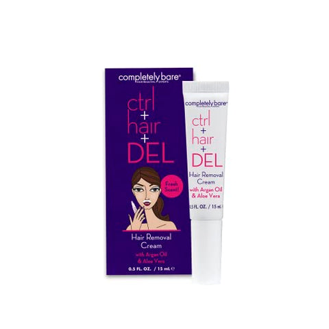 completely bare ctrl+hair+DEL Targeted Hair Removal Cream - Moisturizing Argan Oil & Aloe Vera