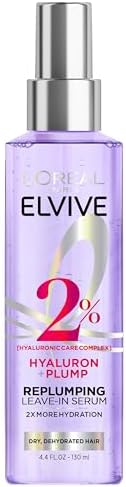 L'Oreal Paris Elvive Hyaluron Plump Moisture Plump Hair Serum for Dehydrated, Dry Hair with Hyaluronic Acid Care Complex, Paraben-Free, 4.4 Fl Oz - Personal Care
